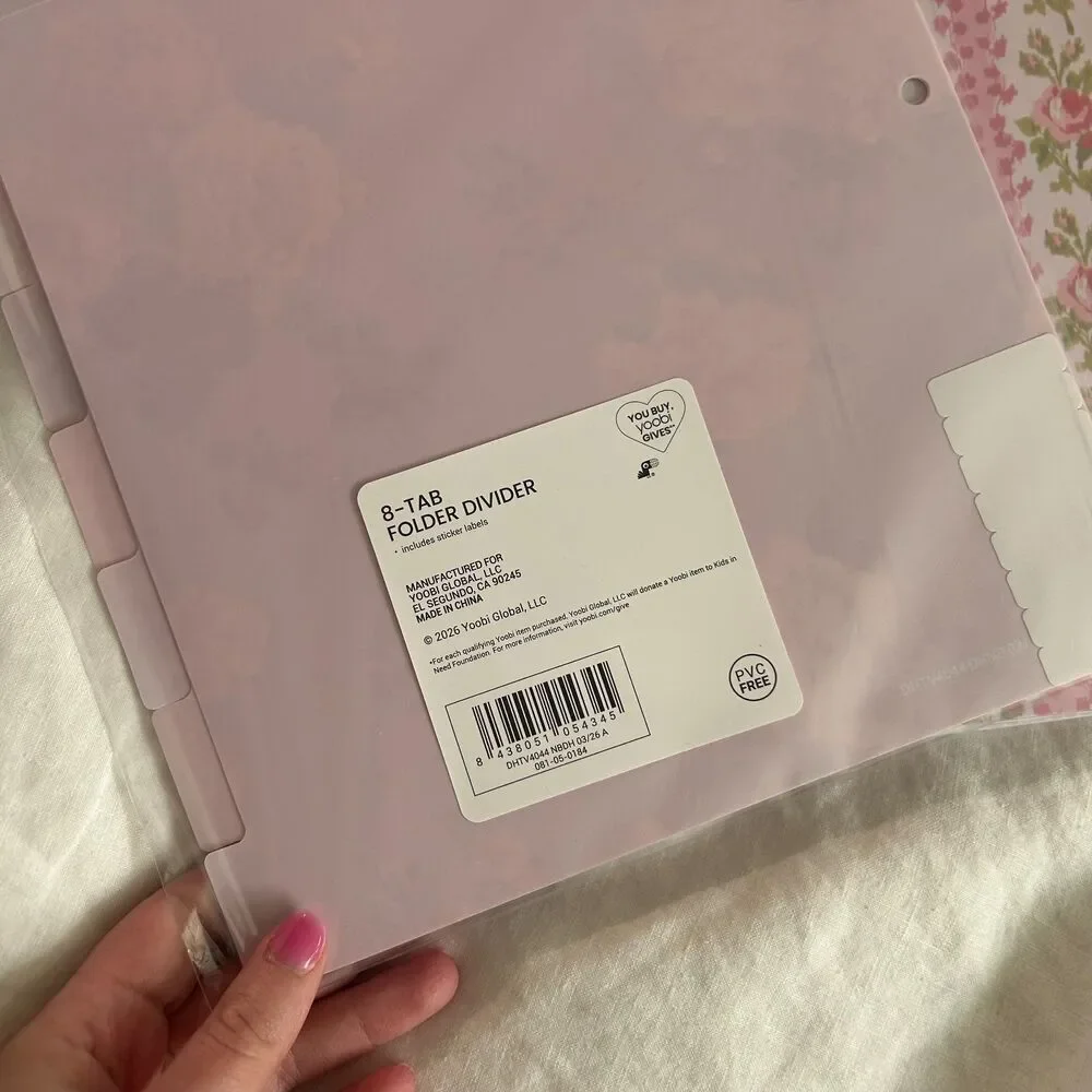 LoveShackFancy Yoobi 8 Tab Folder Dividers Set of 4 Sticker Labels New